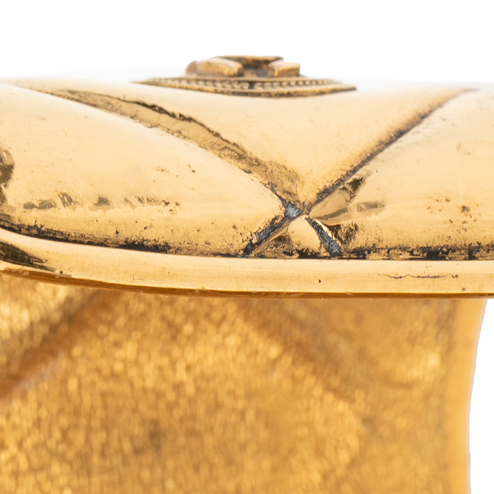 Chanel CC plaqué Medallion Matelassé Cuff Bracelet