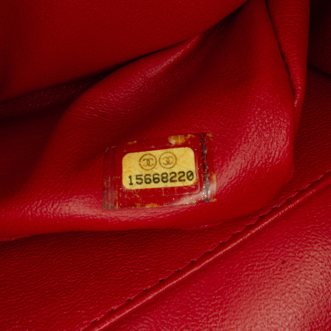 Jumbo Classic Lambskin Double Flap Red - Gaby Paris