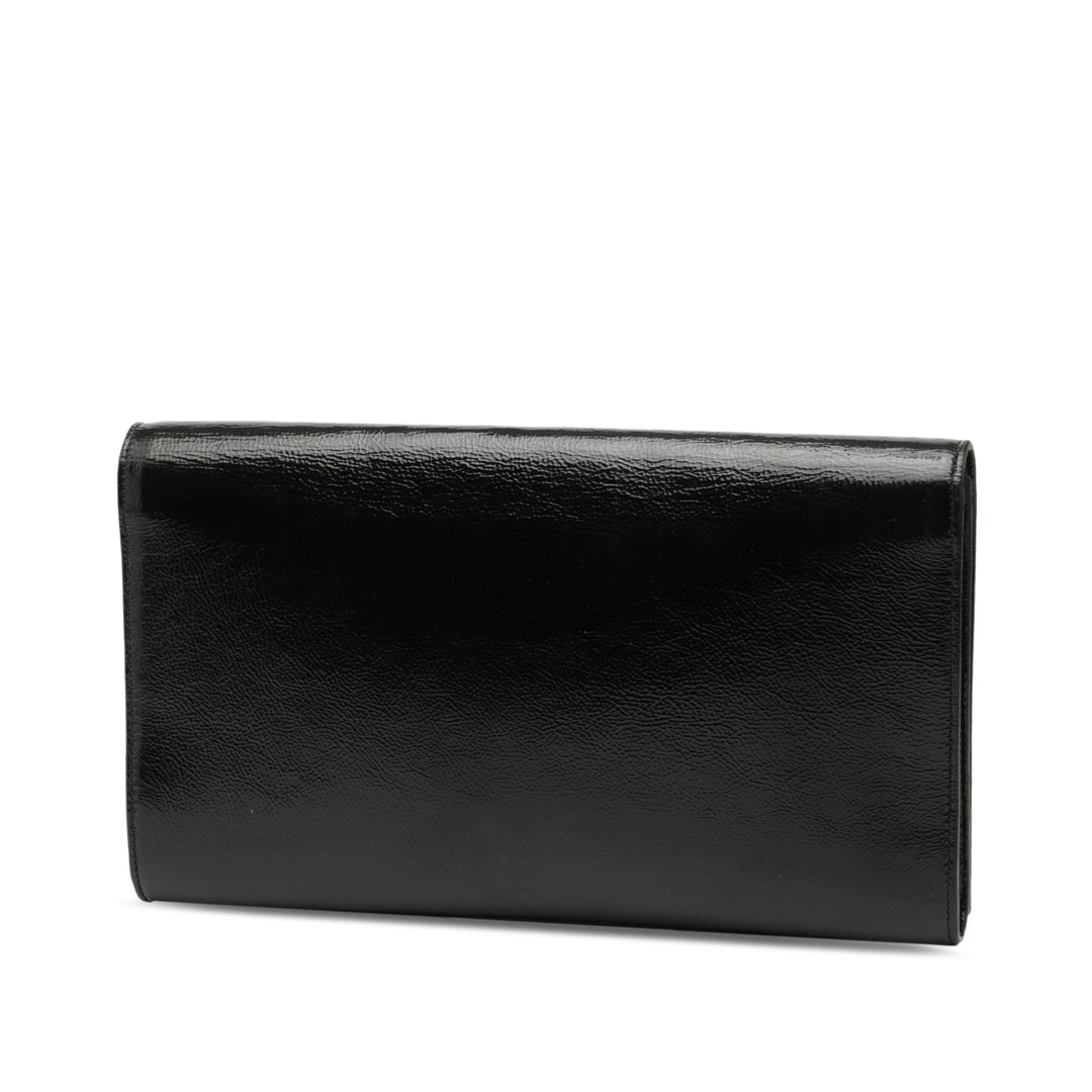 Saint Laurent Large Textured Cuir verni Monogram Belle De Jour Pochette