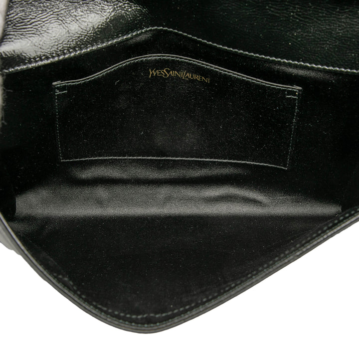 Saint Laurent Large Textured Cuir verni Monogram Belle De Jour Pochette