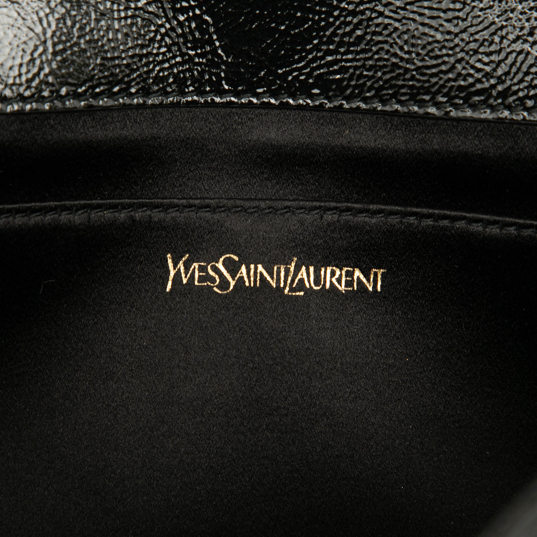 Saint Laurent Large Textured Cuir verni Monogram Belle De Jour Pochette