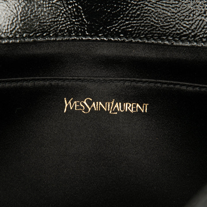 Saint Laurent Large Textured Cuir verni Monogram Belle De Jour Pochette
