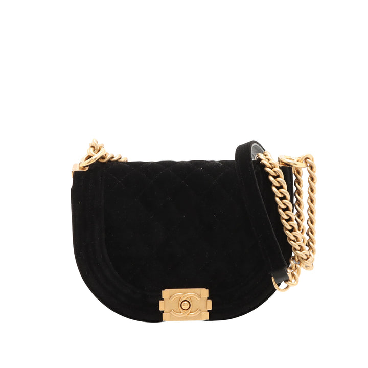 Chanel Small Matelassé Velours Boy Messenger Sac