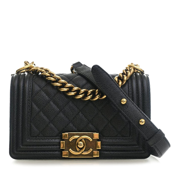 Chanel Small Matelassé Caviar Boy à rabat
