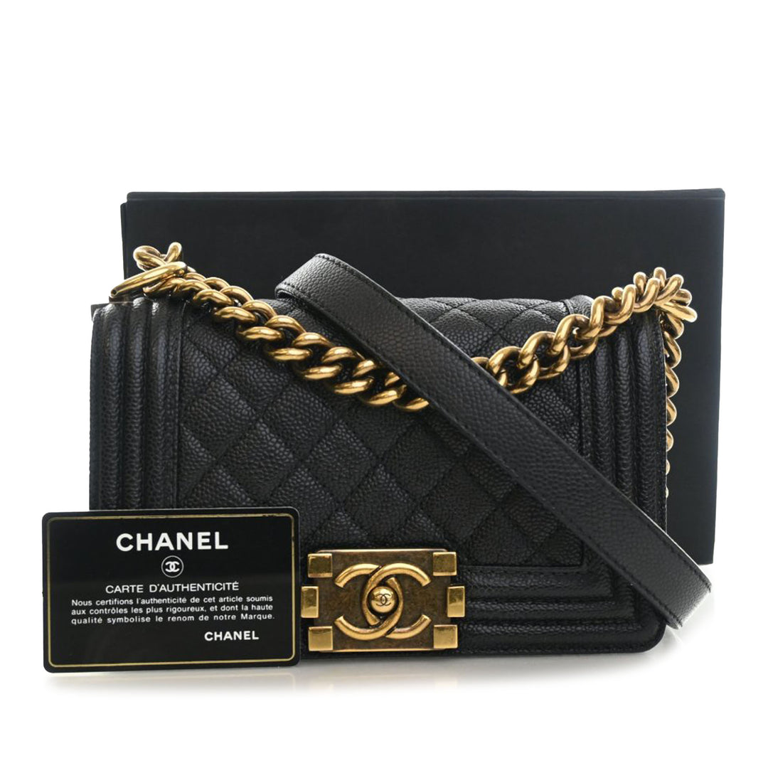 Chanel Small Matelassé Caviar Boy à rabat