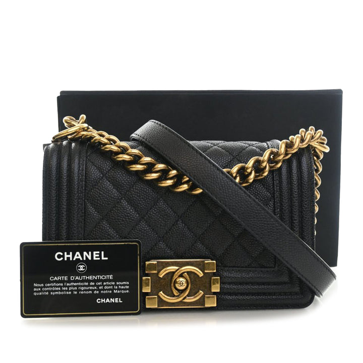 Chanel Small Matelassé Caviar Boy à rabat