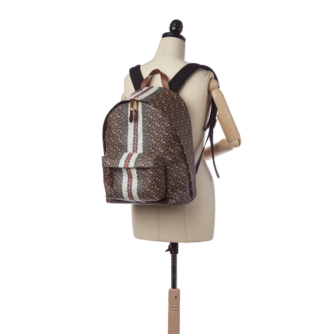 Monogram Stripe Backpack Brown - Gaby Paris