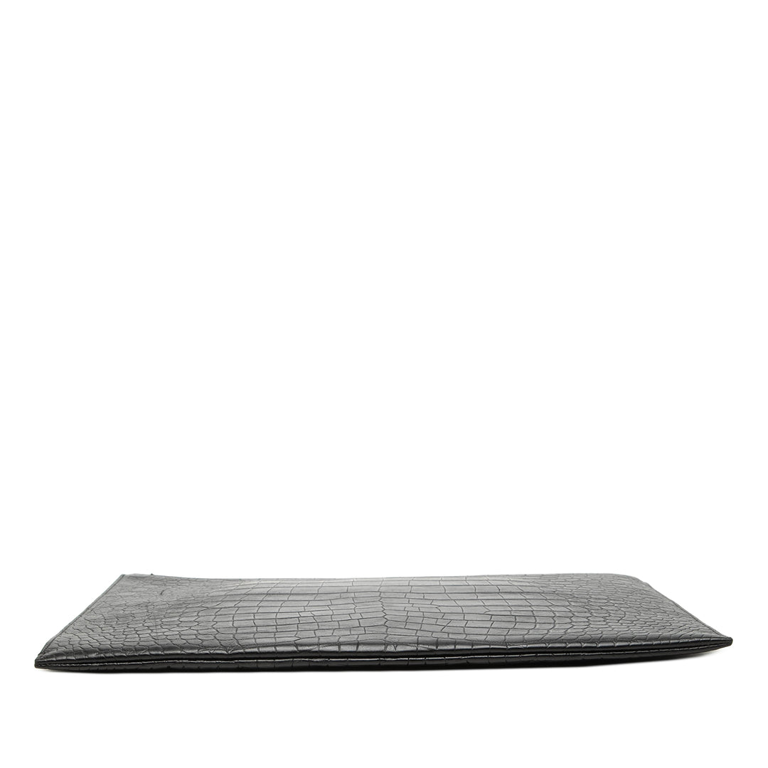 Saint Laurent Croc embossé Document Étui Noir – vue 3 – GABY PARIS