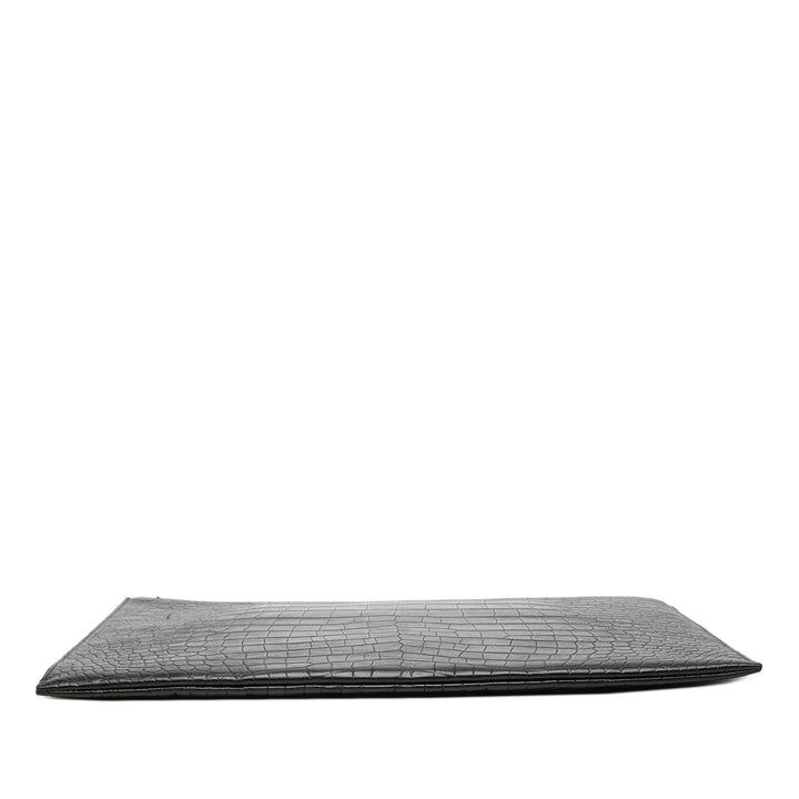 Saint Laurent Croc embossé Document Étui Noir – vue 3 – GABY PARIS