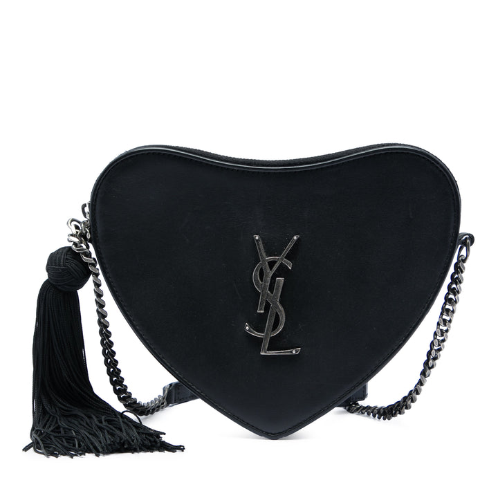Saint Laurent Cuir Monogram Heart Pompon Sac porté croisé