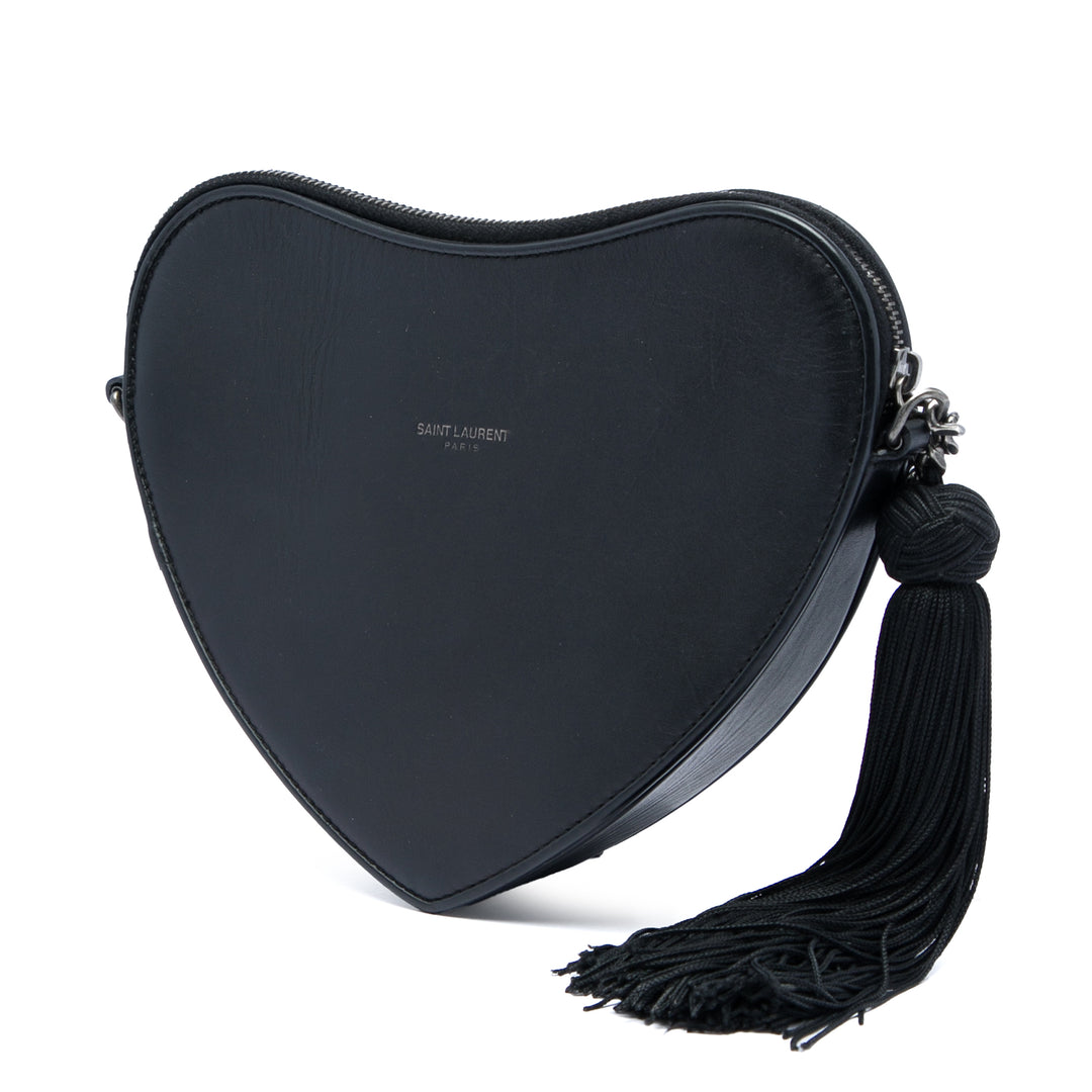 Saint Laurent Cuir Monogram Heart Pompon Sac porté croisé