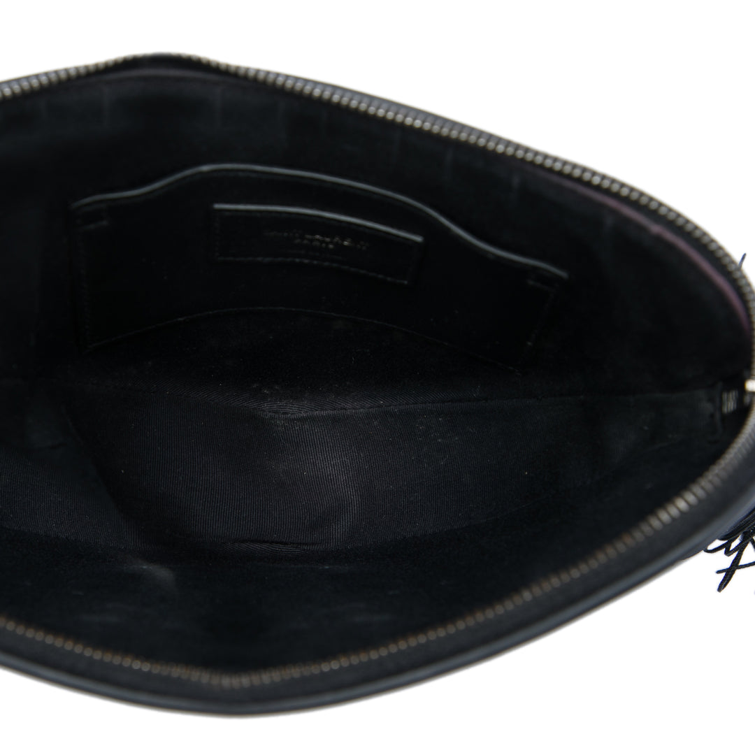 Saint Laurent Cuir Monogram Heart Pompon Sac porté croisé