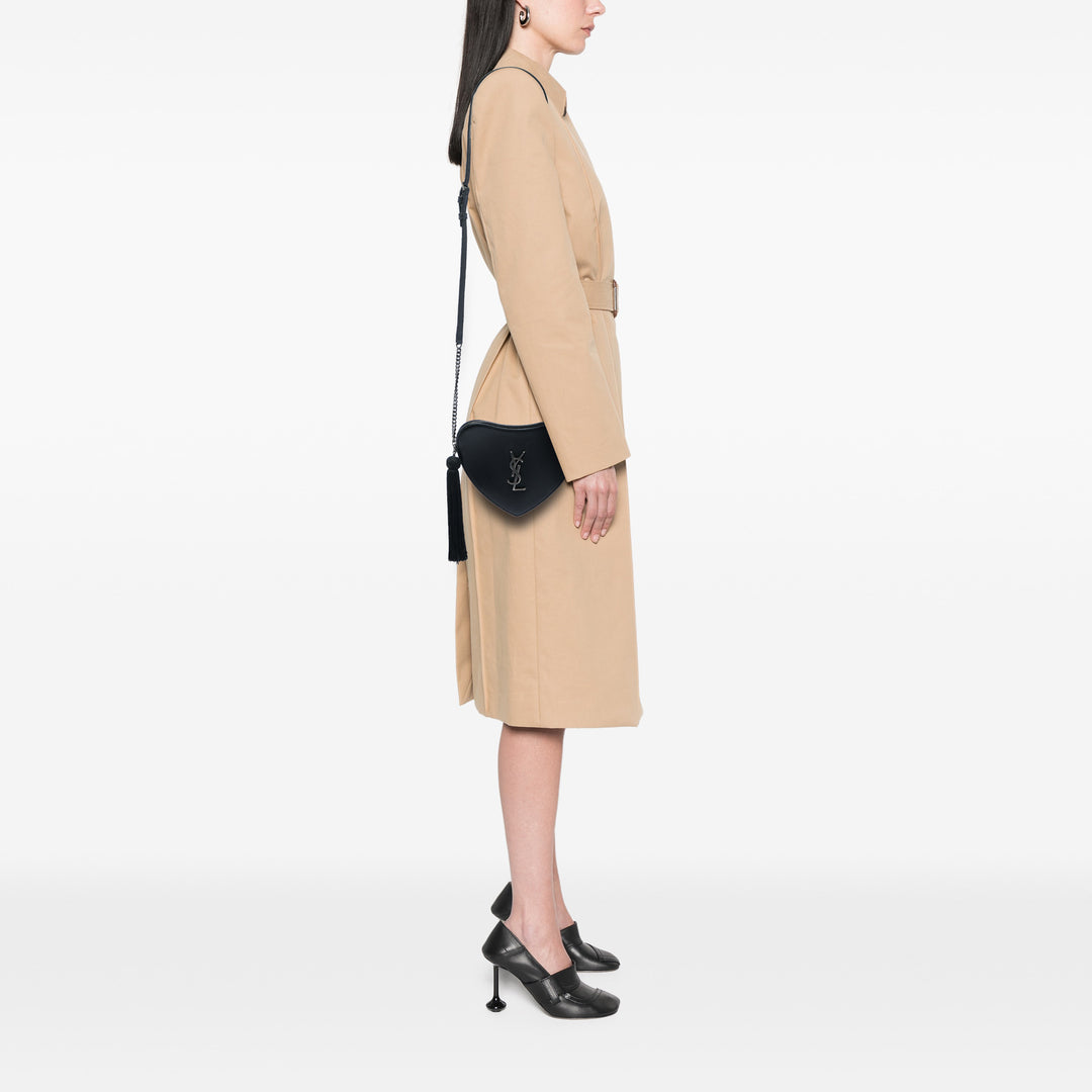 Saint Laurent Cuir Monogram Heart Pompon Sac porté croisé