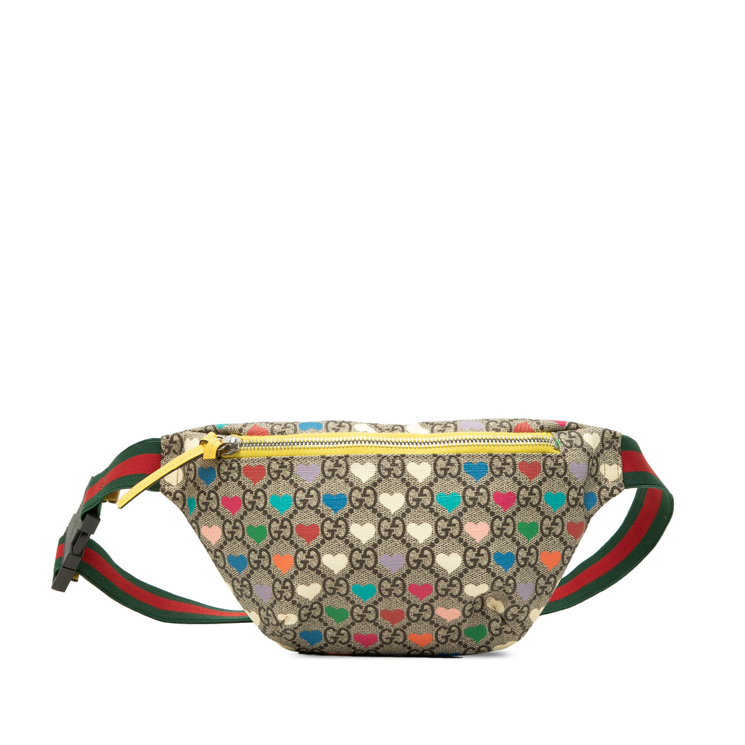 Kids Hearts Web Sac ceinture GG Supreme Beige