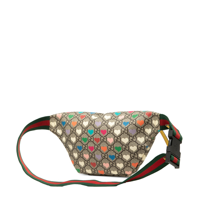 Kids Hearts Web Sac ceinture GG Supreme Beige
