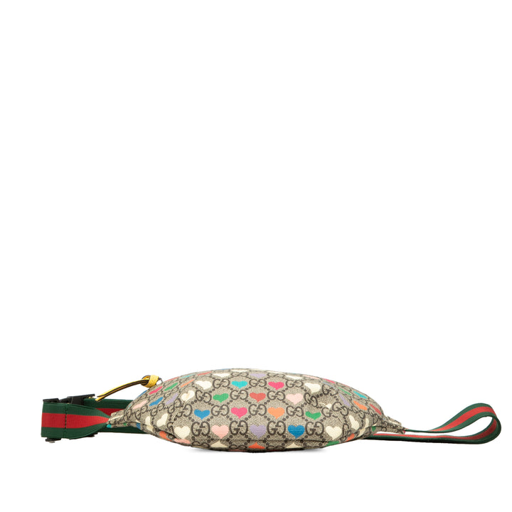 Kids Hearts Web Sac ceinture GG Supreme Beige