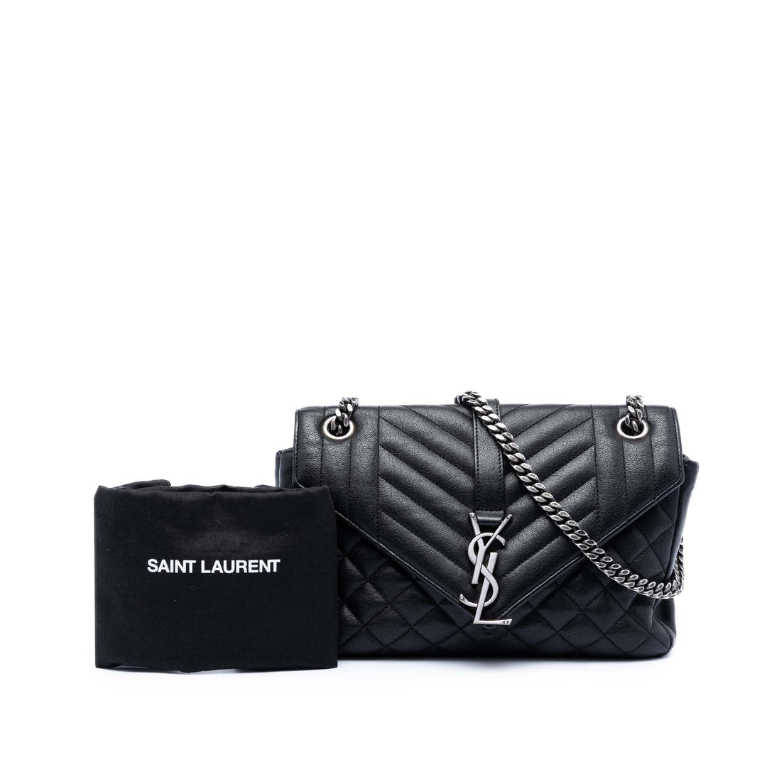 Saint Laurent Medium Sheepskin Triquilt Monogram College Sac
