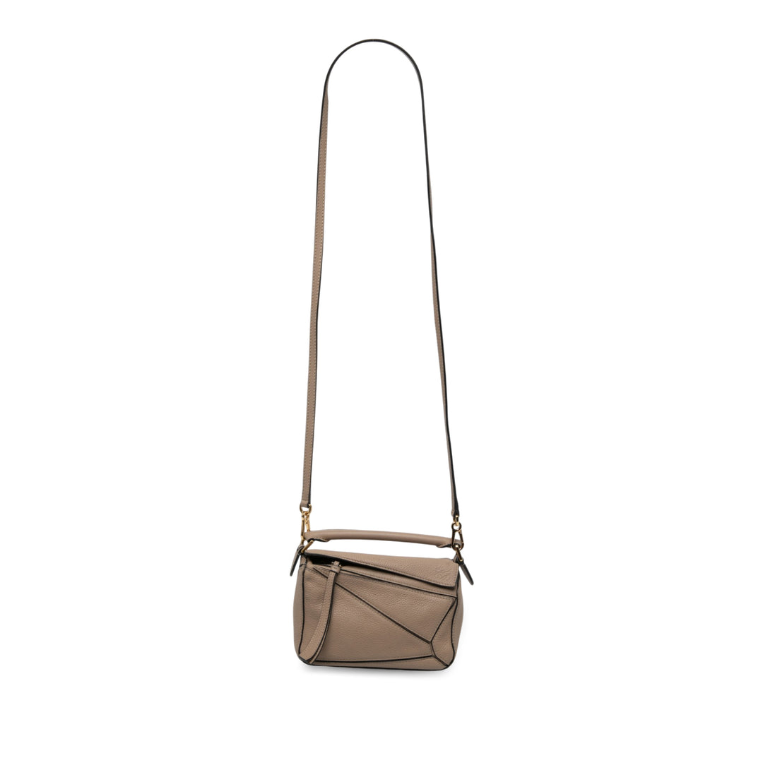 LOEWE Puzzle Sac Mini Cuir de veau Marron – vue principale – GABY PARIS