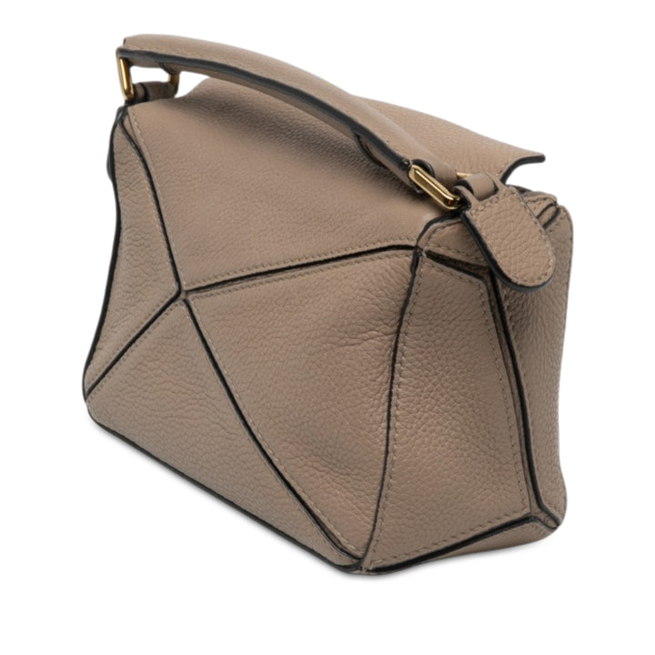 LOEWE Puzzle Sac Mini Cuir de veau Marron – vue 2 – GABY PARIS