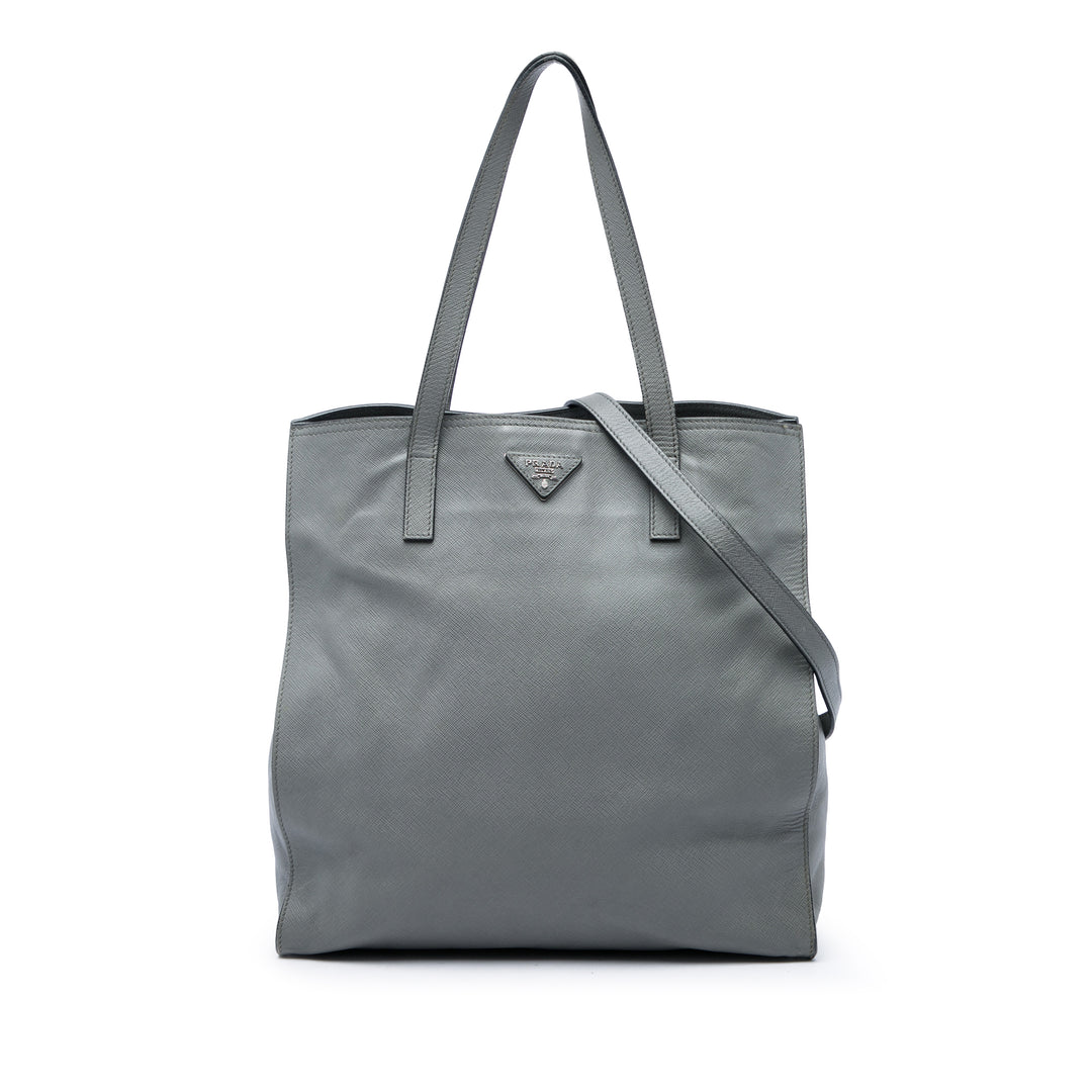 Prada Cabas Saffiano Moyen Gris – vue principale – GABY PARIS