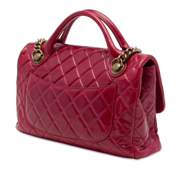 Chanel Glacé Castle Rock à rabat Moyen Cuir de veau Rouge