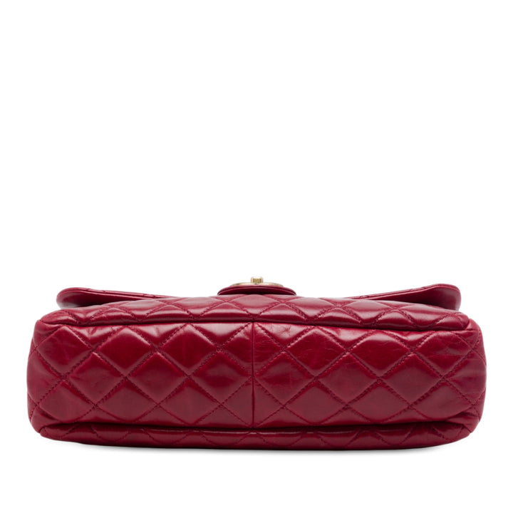 Chanel Glacé Castle Rock à rabat Moyen Cuir de veau Rouge