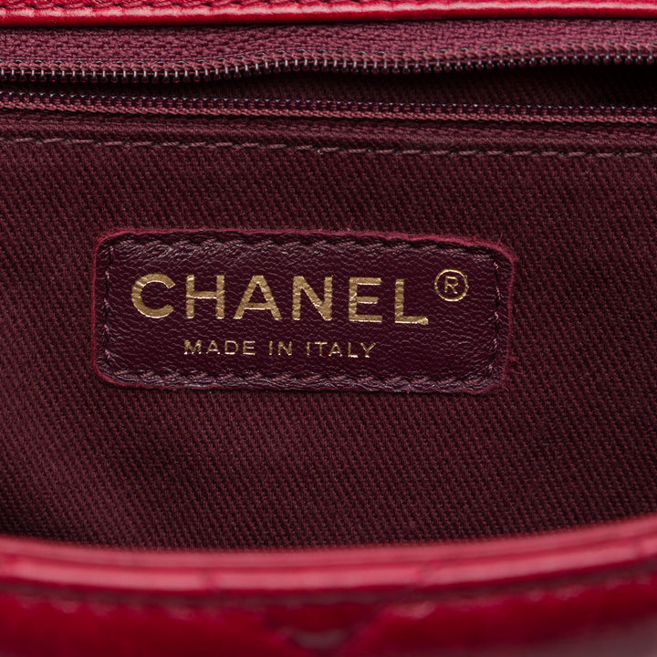 Chanel Glacé Castle Rock à rabat Moyen Cuir de veau Rouge