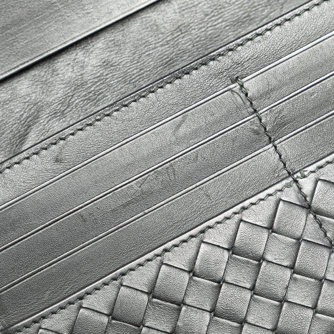 Nappa Intrecciato Continental Flap Wallet Black - Gaby Paris