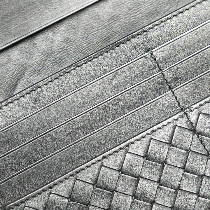 Nappa Intrecciato Continental Flap Wallet Black - Gaby Paris