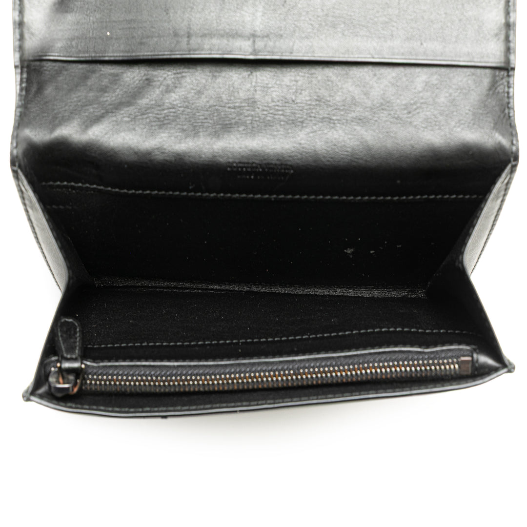 Nappa Intrecciato Continental Flap Wallet Black - Gaby Paris