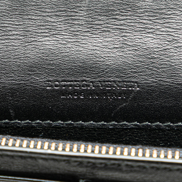Nappa Intrecciato Continental Flap Wallet Black - Gaby Paris