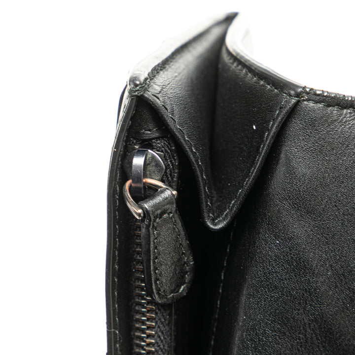 Nappa Intrecciato Continental Flap Wallet Black - Gaby Paris