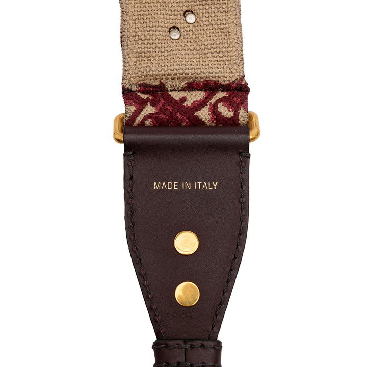 Studded Oblique Canvas Bag Strap Red - Gaby Paris