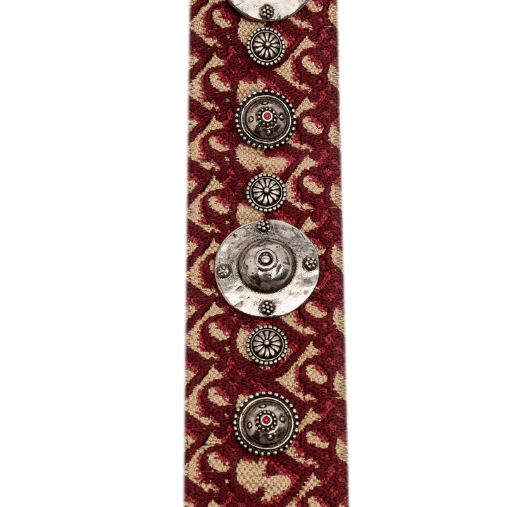 Studded Oblique Canvas Bag Strap Red - Gaby Paris