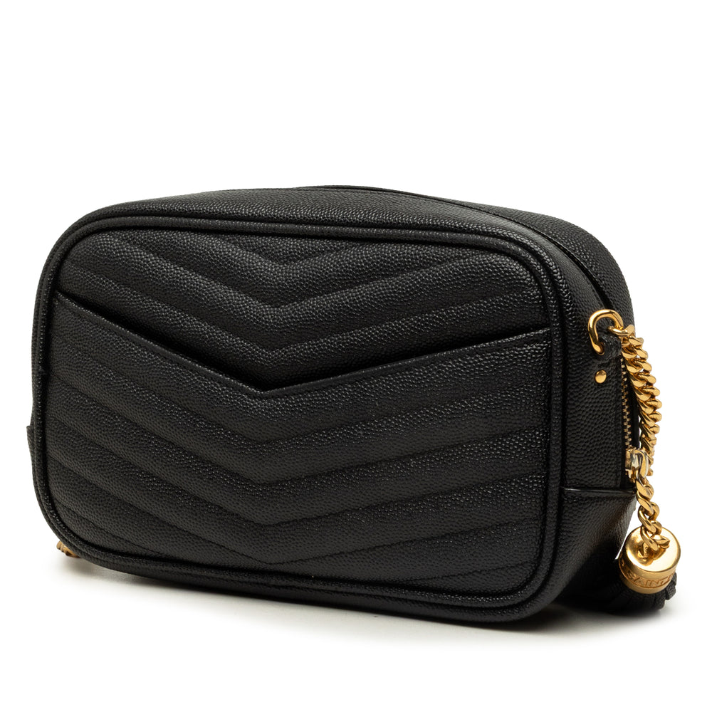 Saint Laurent Sac caméra Grain de Poudre Chevron Lou Monogram Mini Noir – vue 2 – GABY PARIS