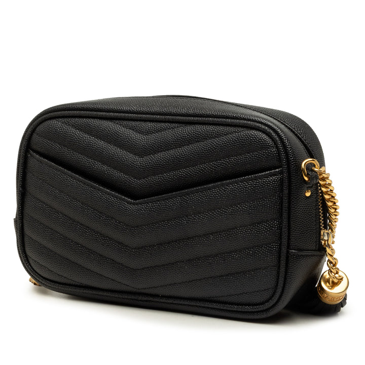 Saint Laurent Sac caméra Grain de Poudre Chevron Lou Monogram Mini Noir – vue 2 – GABY PARIS