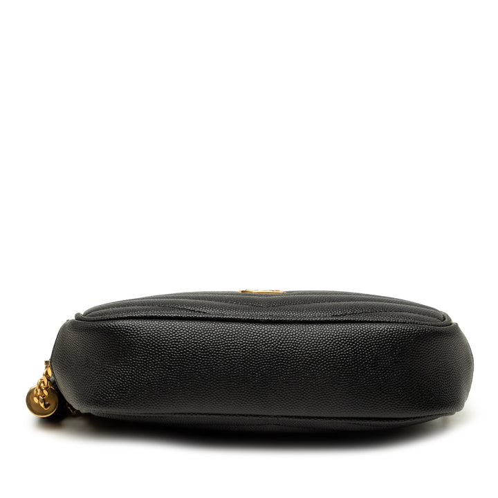 Saint Laurent Sac caméra Grain de Poudre Chevron Lou Monogram Mini Noir – vue 3 – GABY PARIS