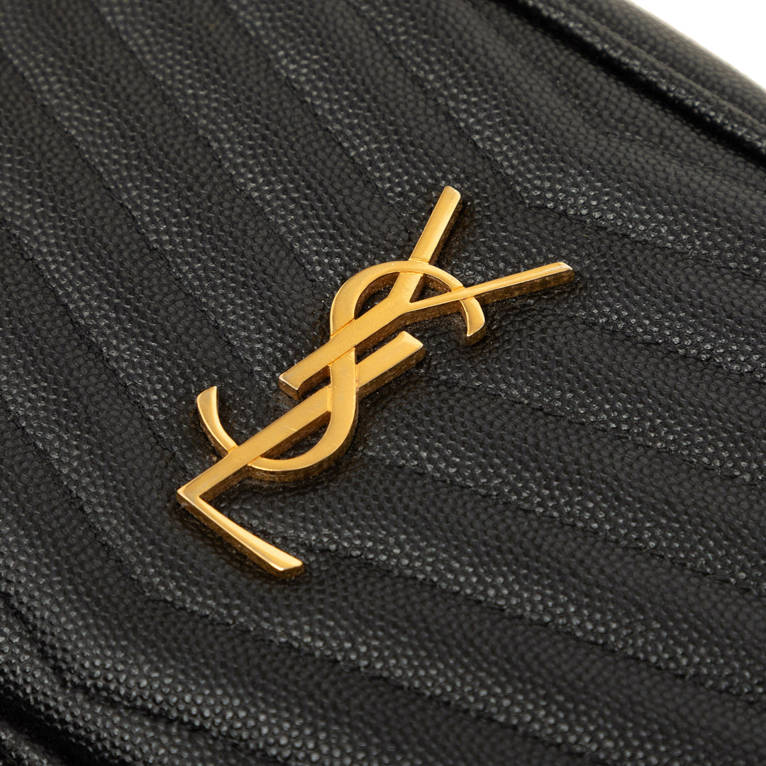 Saint Laurent Sac caméra Grain de Poudre Chevron Lou Monogram Mini Noir – vue 6 – GABY PARIS