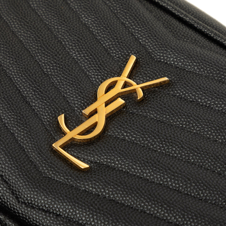 Saint Laurent Sac caméra Grain de Poudre Chevron Lou Monogram Mini Noir – vue 6 – GABY PARIS
