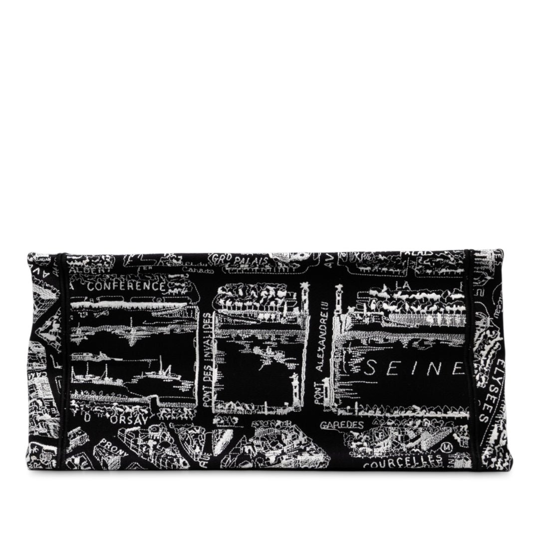 Dior Medium Toile Embroidered Plan De Paris Book Cabas Noir
