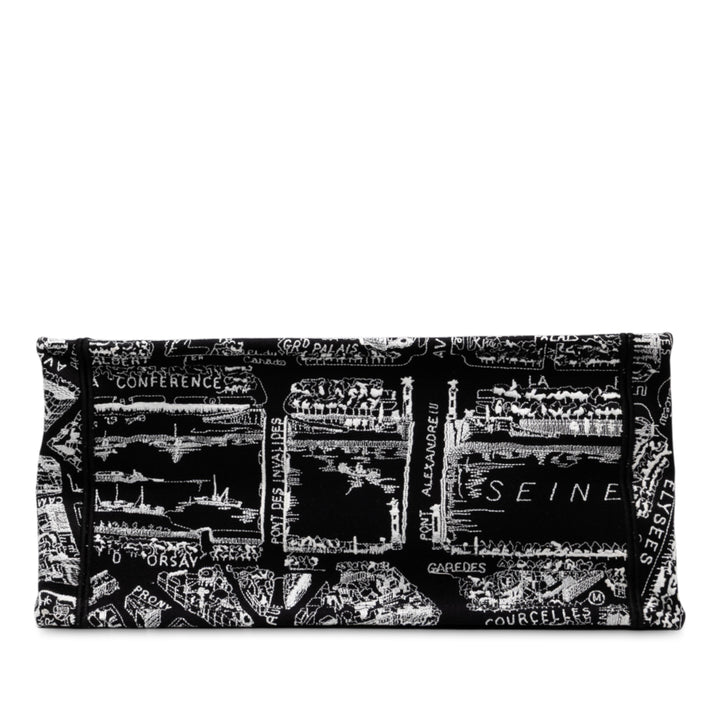 Dior Medium Toile Embroidered Plan De Paris Book Cabas Noir