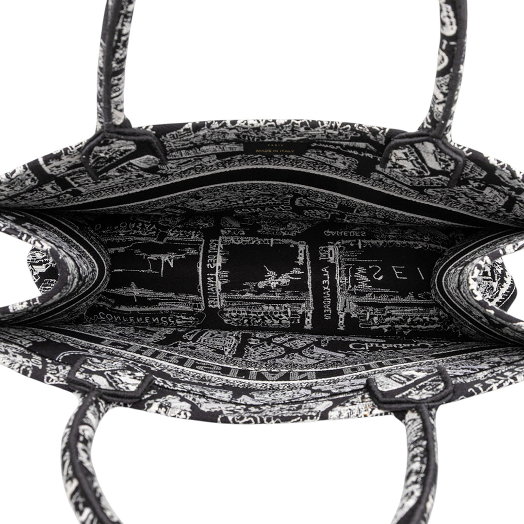 Dior Medium Toile Embroidered Plan De Paris Book Cabas Noir