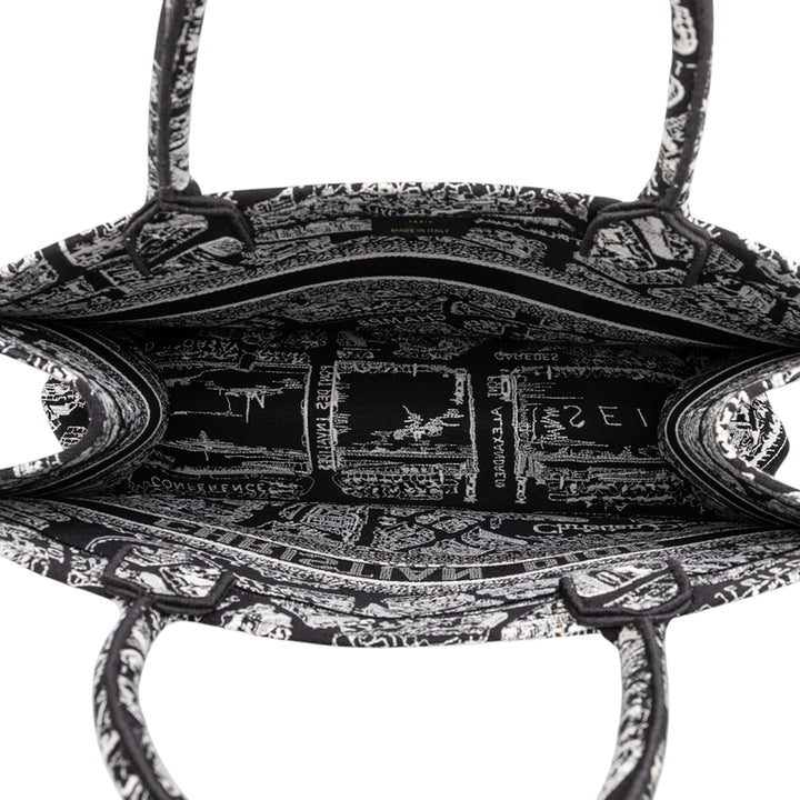 Dior Medium Toile Embroidered Plan De Paris Book Cabas Noir