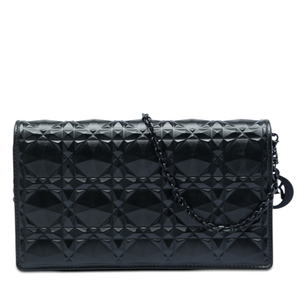 Dior Cuir de veau Cannage Diamond Lady Dior Wallet on Chain