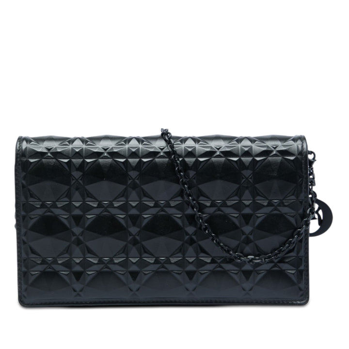 Dior Cuir de veau Cannage Diamond Lady Dior Wallet on Chain