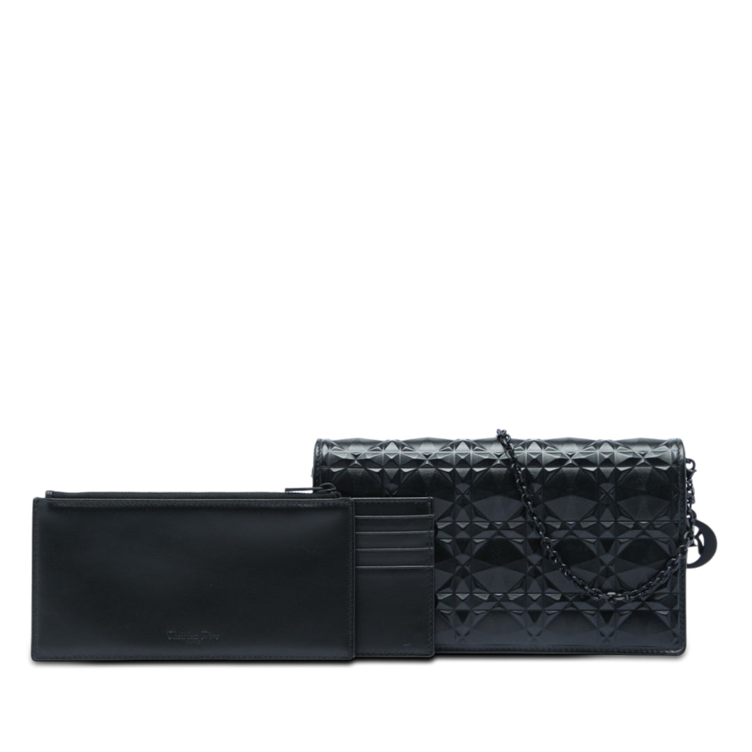 Dior Cuir de veau Cannage Diamond Lady Dior Wallet on Chain