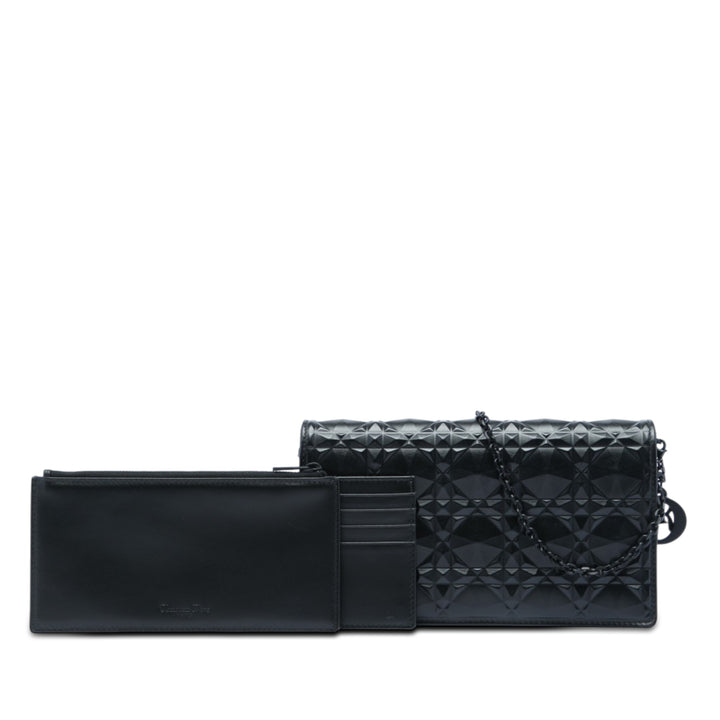 Dior Cuir de veau Cannage Diamond Lady Dior Wallet on Chain