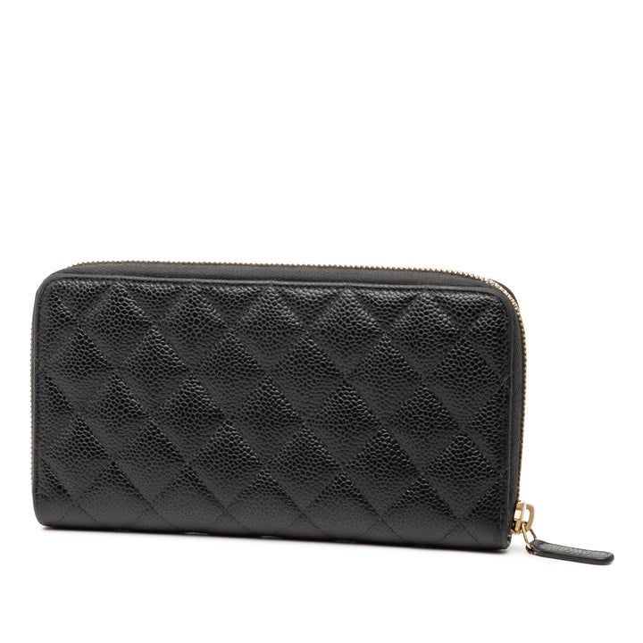 Chanel CC Matelassé Caviar Portefeuille long zippé