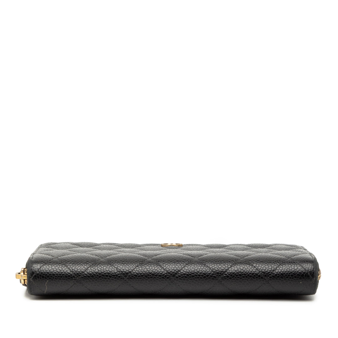 Chanel CC Matelassé Caviar Portefeuille long zippé