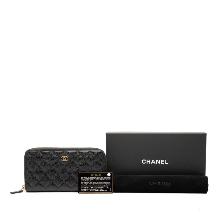 Chanel CC Matelassé Caviar Portefeuille long zippé